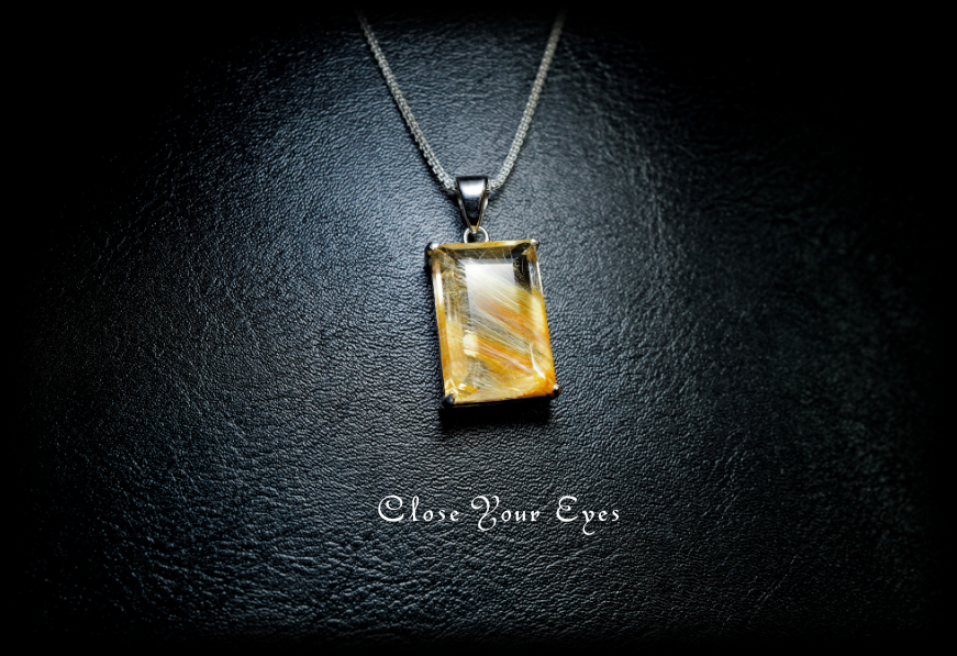 シルバーペンダント 120 金のルチルクォーツ